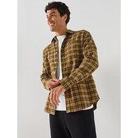 Lacoste Large Check Flannel Shirt - Brown