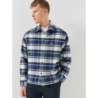 Lacoste Mens Relaxed Fit Warm Felt Overshirt - Navy