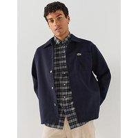 Lacoste Men' Relaxed Fit Brushed Fabric Flannel Overshirt - Navy