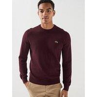Lacoste Crew Neck Cotton Knitted Jumper - Dark Red