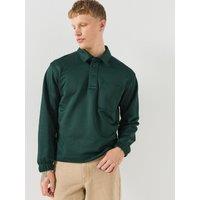 Lacoste Mens Collared Button Placket Elasticated Cuffs Sweatshirt - Dark Green