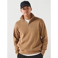 Lacoste Ribbed Interlock 1/4 Zip Sweatshirt - Brown