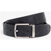 Lacoste Embossed Smooth Leather Belt And 2 Buckle Gift Set - Black