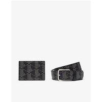 Lacoste Embossed Belt And Card Holder Gift Set - Black