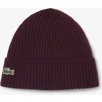 Lacoste Ribbed Turn-Up Beanie Hat - Red