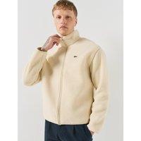 Lacoste Mens Sherpa Fleece Funnel Neck Zipped Jacket - Cream