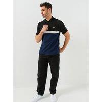 Lacoste Mens Colour Block Pique Polo Shirt - Black