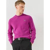 Lacoste Mens 100% Wool Classic Fit Jumper - Pink