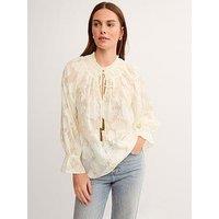 Monsoon Lyra Sheer Devore Blouse - Ivory