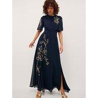 Monsoon Skyler Floral Embellished Maxi Dress - Blue