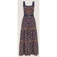Monsoon Polly Print Jersey Midi Dress - Blue