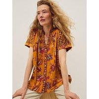 Monsoon Zainab Print Jersey Top - Orange