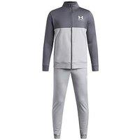Under Armour Boys Colourblock Sweat-Wicking Full-Zip Tracksuit - Grey