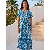 Roman Petite Aztec Print Button Midi Dress