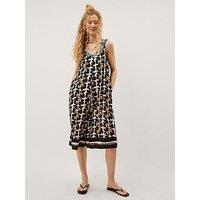 Monsoon Leila Woodblock Print Culotte Jumpsuit - Black