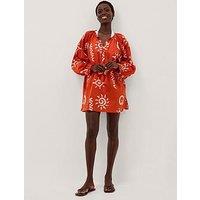 Monsoon Mafalda Sun Print Mini Kaftan - Orange