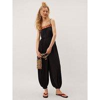 Monsoon Matilda Embroidered Balloon Leg Jumpsuit - Black