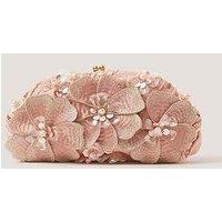 Monsoon Floral Embellished Clutch Bag - Pink