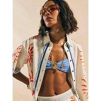 River Island Sun Embroidered Border Shirt - Cream