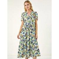 Roman Floral V-Neck Midi Dress