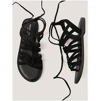 Monsoon Greta Suede Lace Up Sandal - Black
