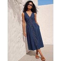 Roman Cotton Button Detail Midi Dress