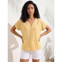Roman Pleat Front V-Neck Top