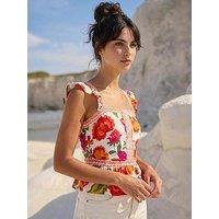 Roman Dusk Floral Border Frill Top