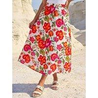 Roman Dusk Floral Print A-Line Midi Skirt