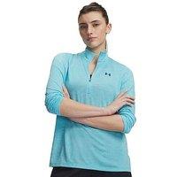 Under Armour Women'S Tech Twist 1/2 Zip Training Top - Fresco Blue / Blackout Navy