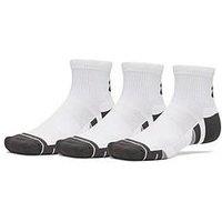 Under Armour Unisex Training Tech 3 Pack Quarter Socks - White