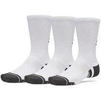 Under Armour Unisex Training Tech 3 Pack Crew Socks - White
