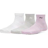 Under Armour Women'S 3 Pack Quarter Socks - Mauve Pink / Titanium / Purple Echo
