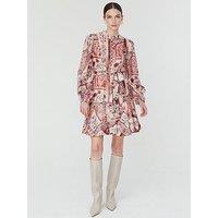 Jovonna London Women'S Printed Tie Neck Mini Dress