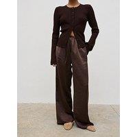 Pretty Lavish Breya Satin Drawstring Trousers - Brown