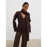 Pretty Lavish Florie Knit Cardigan With Matching Scarf - Brown