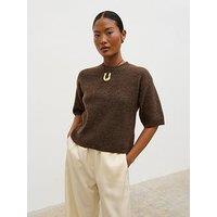 Pretty Lavish Gisella Short Sleeve Knit Top - Brown