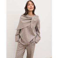 Pretty Lavish Ezra Scarf Long Sleeve Top - Beige