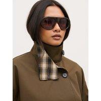 Pretty Lavish Womens Funnel Neck Double Breasted Reversible Trench Jacket - Camel