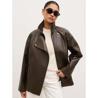 Pretty Lavish Lyla Faux Leather Bomber - Chocolate