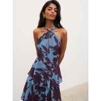 Pretty Lavish Hester Floral Halterneck Maxi Dress - Blue