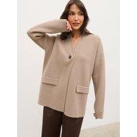 Pretty Lavish Ilana High Neck Button Cardigan - Beige