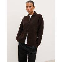 Pretty Lavish Camille Zip Through Knit Bomber Jacket - Brown