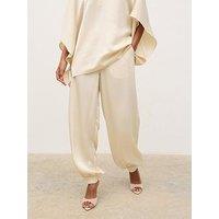 Pretty Lavish Breya Satin Balloon Leg Trousers - White