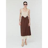Jovonna London Mina Women'S Lace Trim Sleeveless Midi Dress - Brown