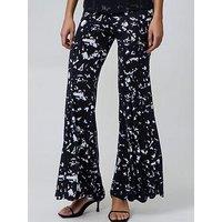 Religion Abstract Fade Print Jersey Flare Eden Trousers - Black