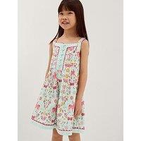 Monsoon Girls Horse Print Slub Playsuit - Blue