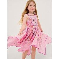Monsoon Girls Summer Solistice Printed Hankey Hem Dress - Pink