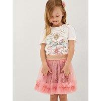 Monsoon Girls Summer Solistice Mesh Disco Skirt Set - Pink