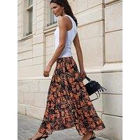 Religion Floral Prime Print Citrine Maxi Skirt - Orange